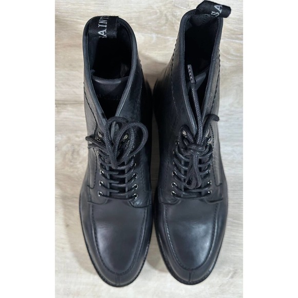 AllSaints Mens 12M Black Indianna Calf Leather Boots Drawstring NWB